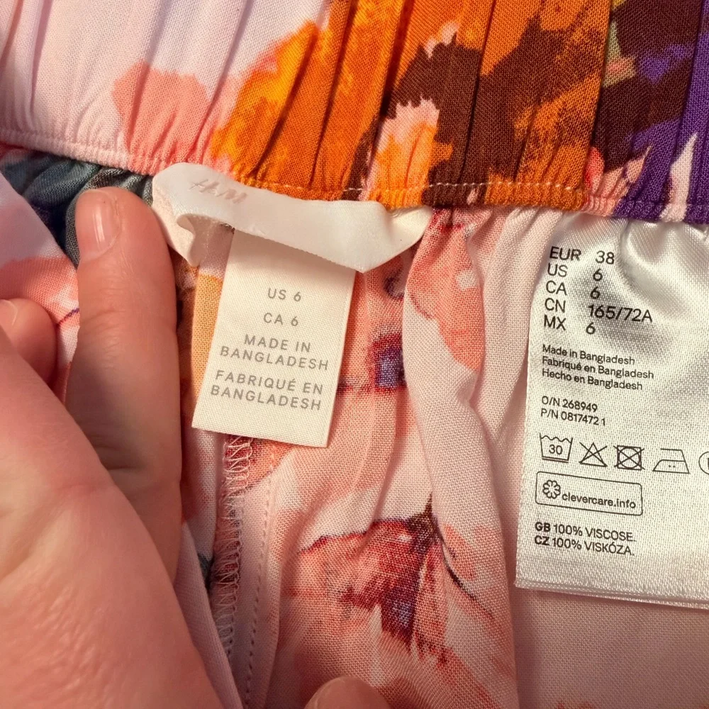 H&M Pink Floral High-Rise Summer Shorts